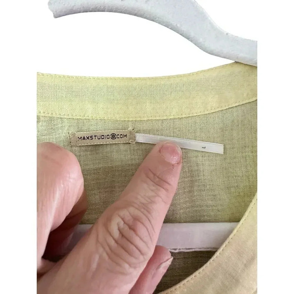 Max Studio Women's Ramie Cream Long Sleeves Button Down Shirt Size Large - Picture 3 of 8